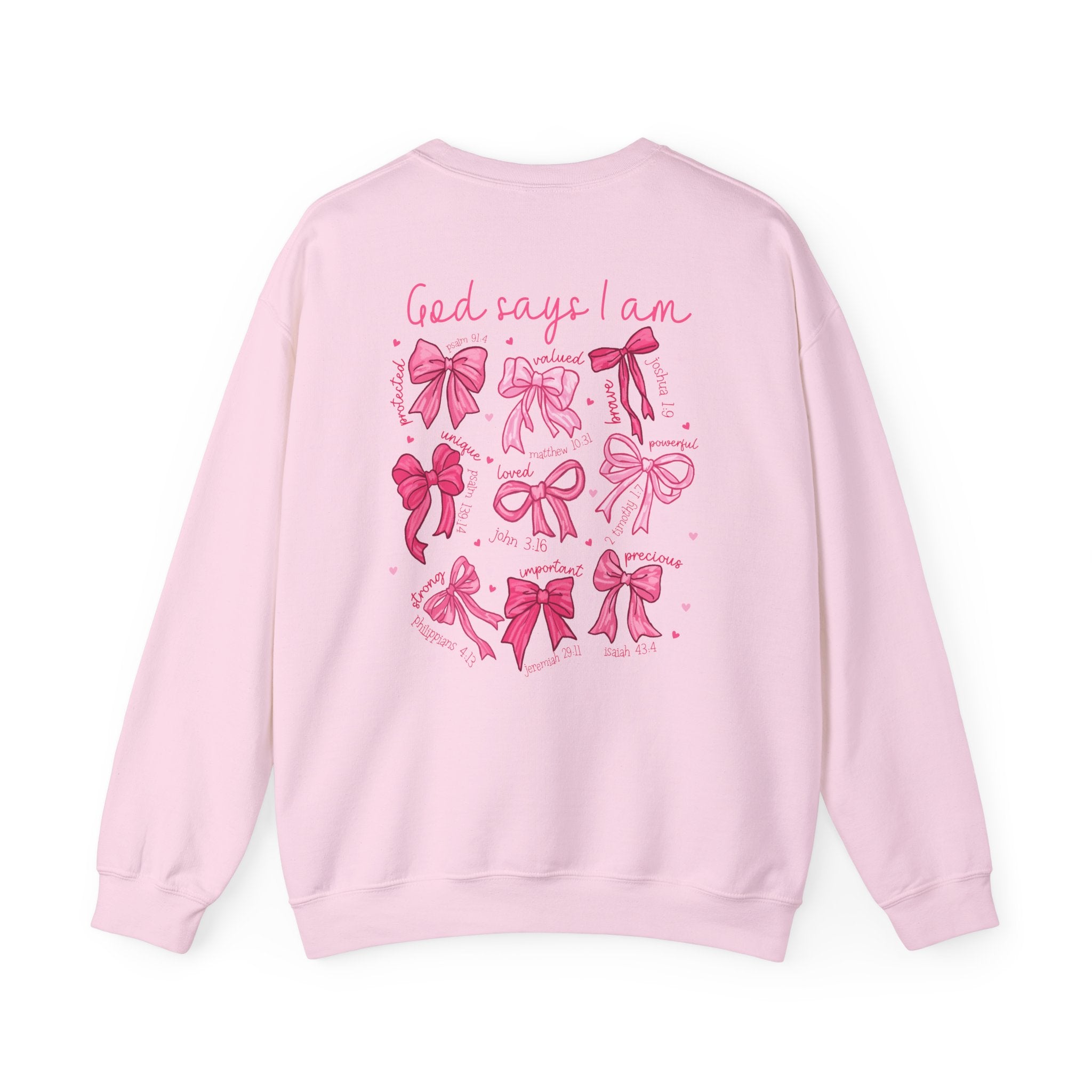 Pink Bow Sweatshirt with Scripture, Christian Sweatshirt with Coquette Bow