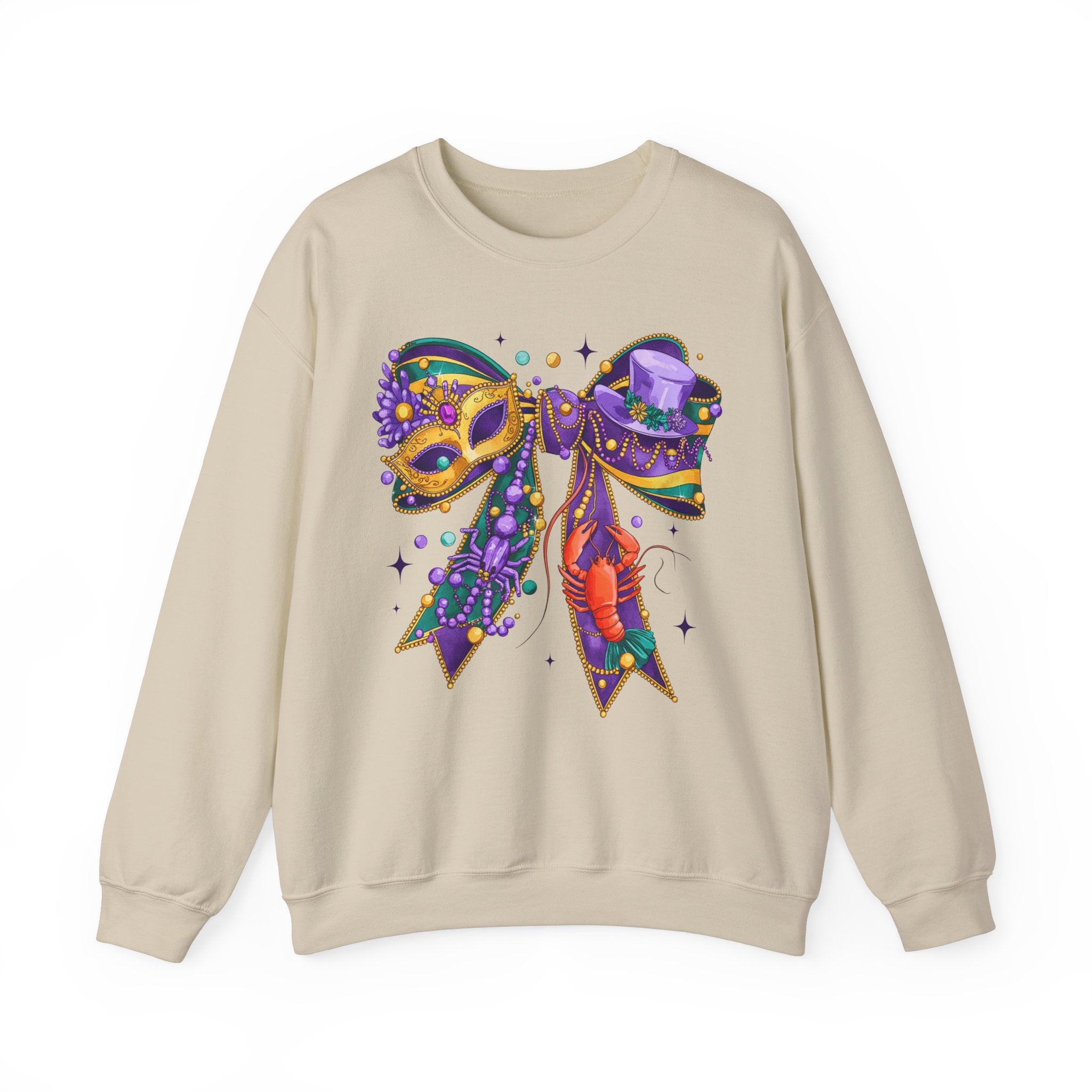 Mardi Gras Sweatshirt with Coquette Bow,