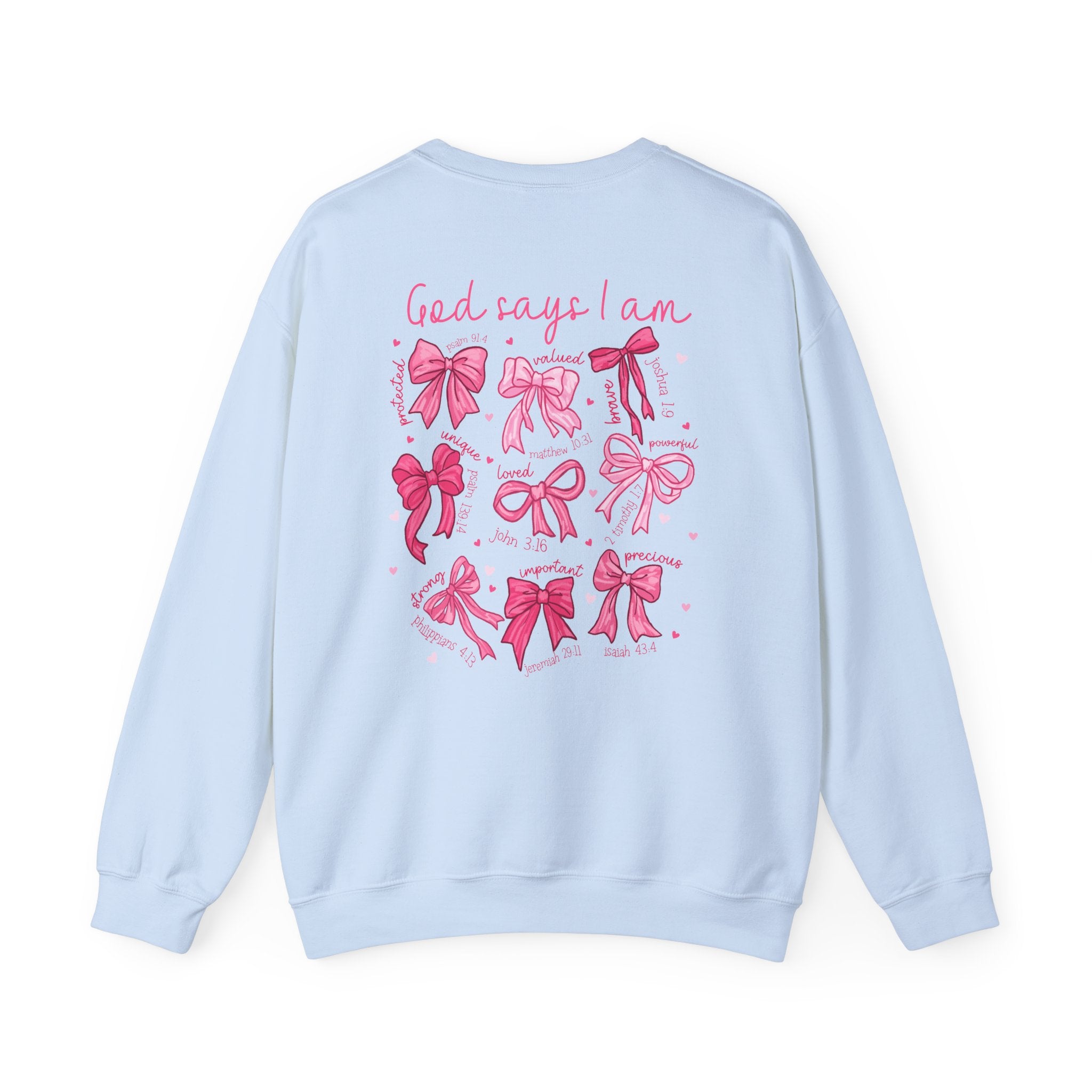 Pink Bow Sweatshirt with Scripture, Christian Sweatshirt with Coquette Bow