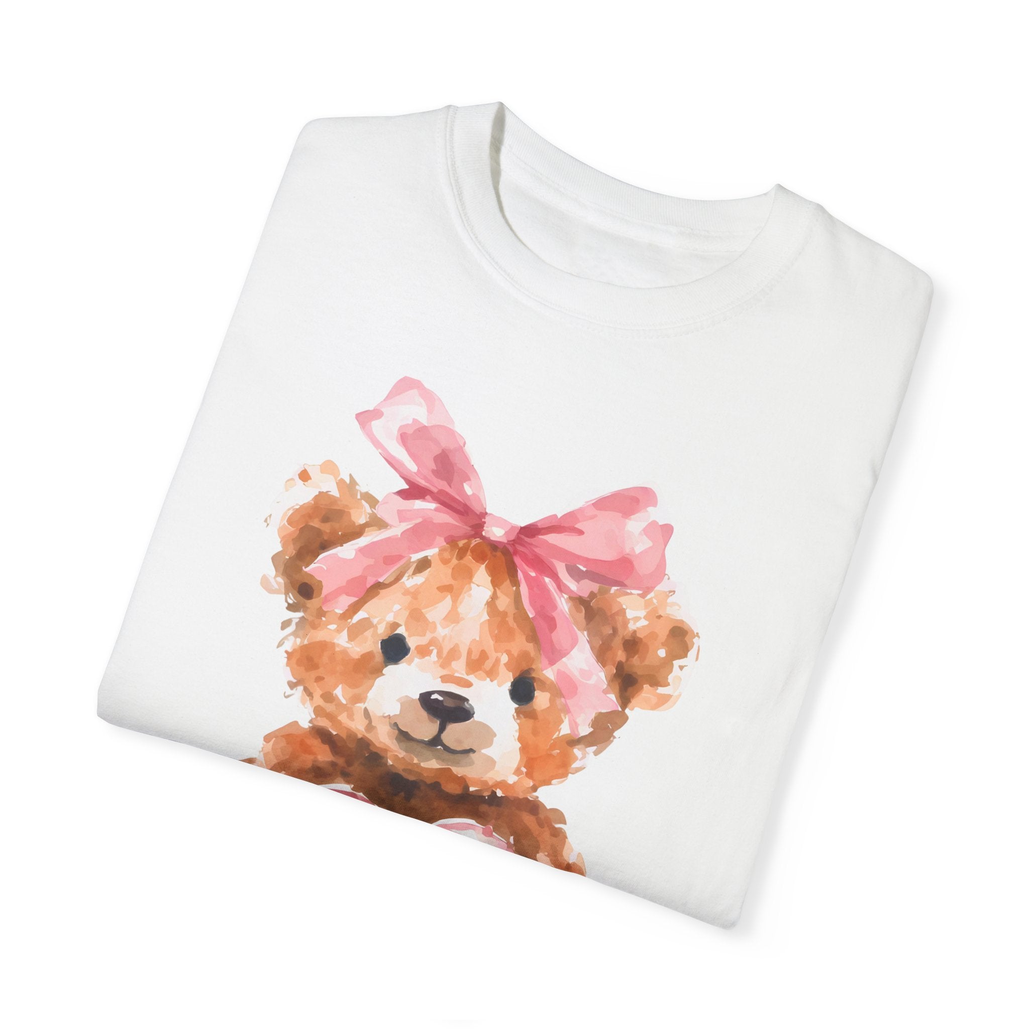 Adorable Teddy Bear T-Shirt with Coquette bow, Valentine&