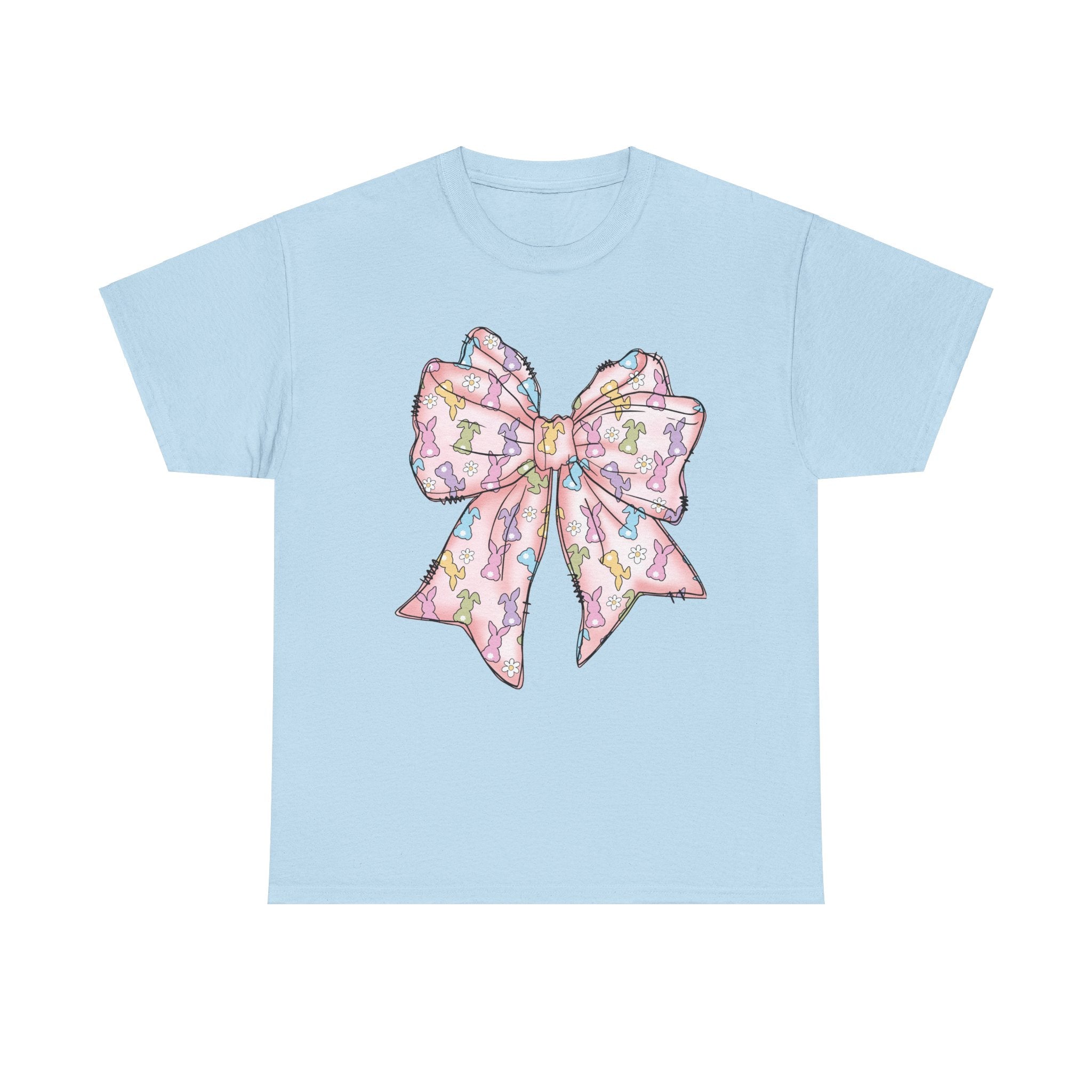 Easter Bunny T-Shirt with Coquette Bow, Cute Bow Tee for Spring