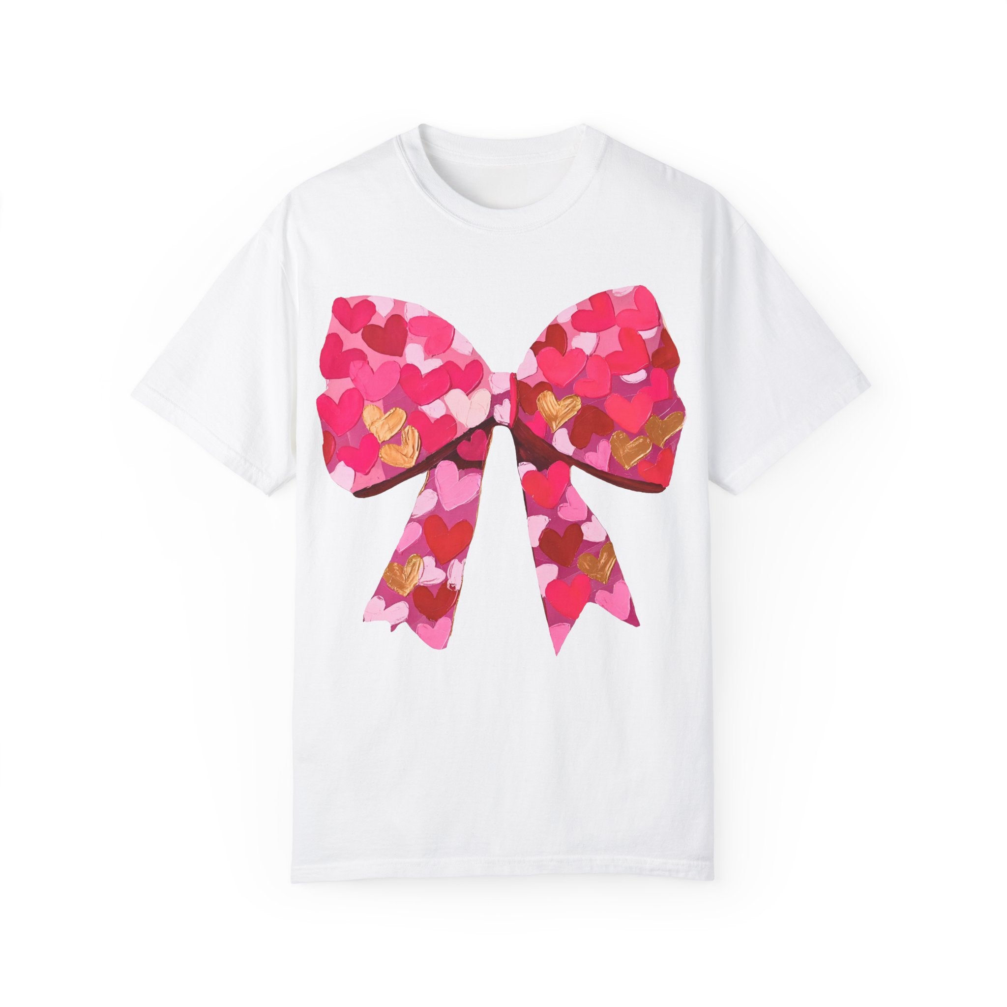 Heart Brush Stroke Coquette Bow T-shirt, Valentine&