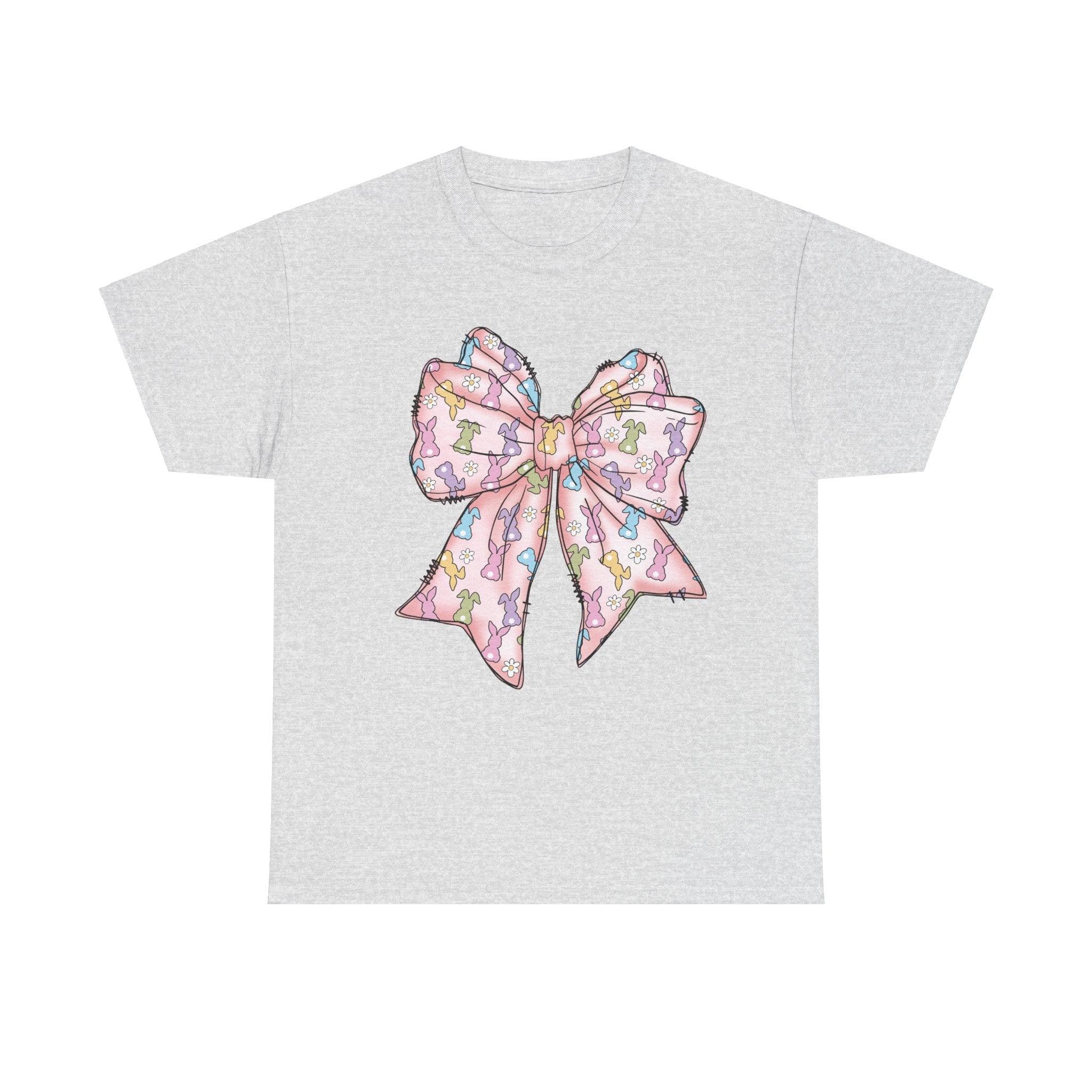 Easter Bunny T-Shirt with Coquette Bow, Cute Bow Tee for Spring