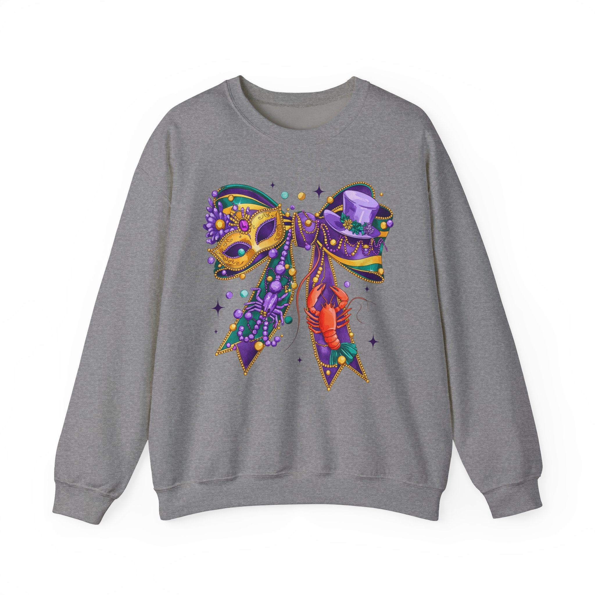 Mardi Gras Sweatshirt with Coquette Bow,