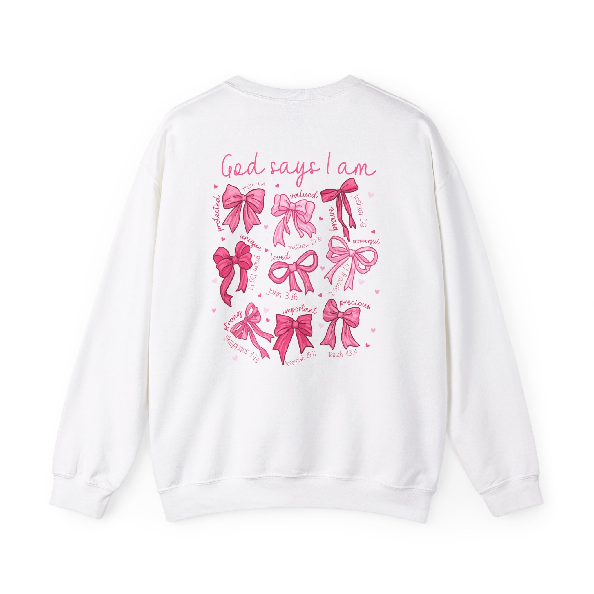 Pink Bow Sweatshirt with Scripture, Christian Sweatshirt with Coquette Bow