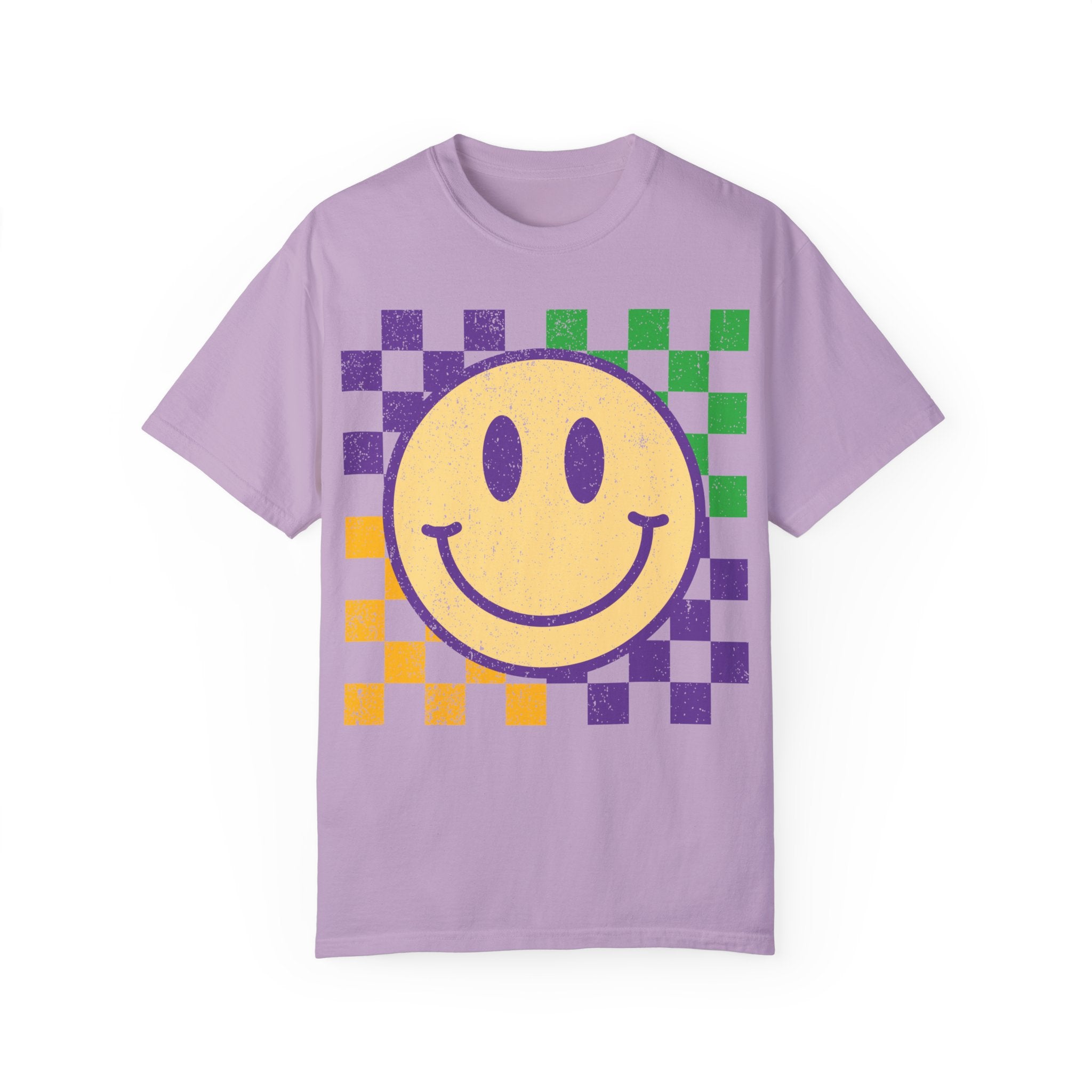 Retro Smile T-Shirt for Mardi Gras, Smiley Face Tee, Fat Tuesday Women&