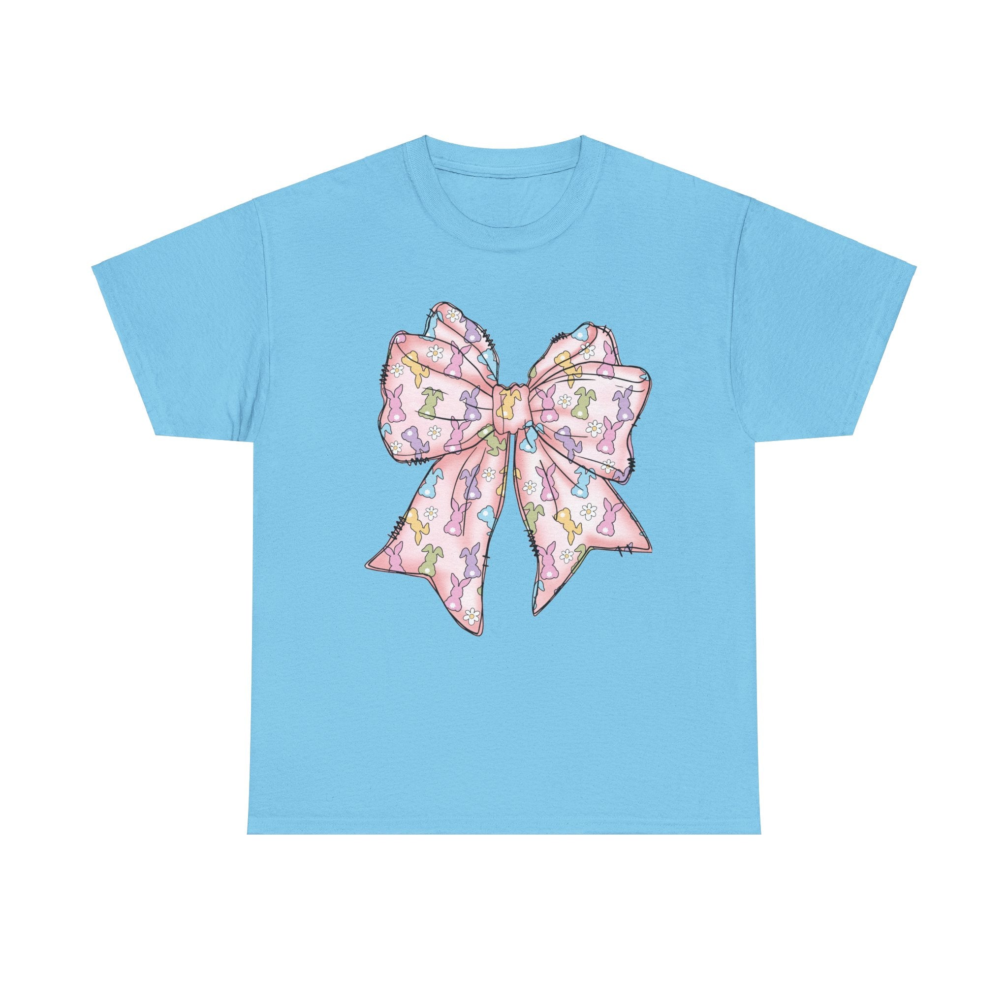 Easter Bunny T-Shirt with Coquette Bow, Cute Bow Tee for Spring