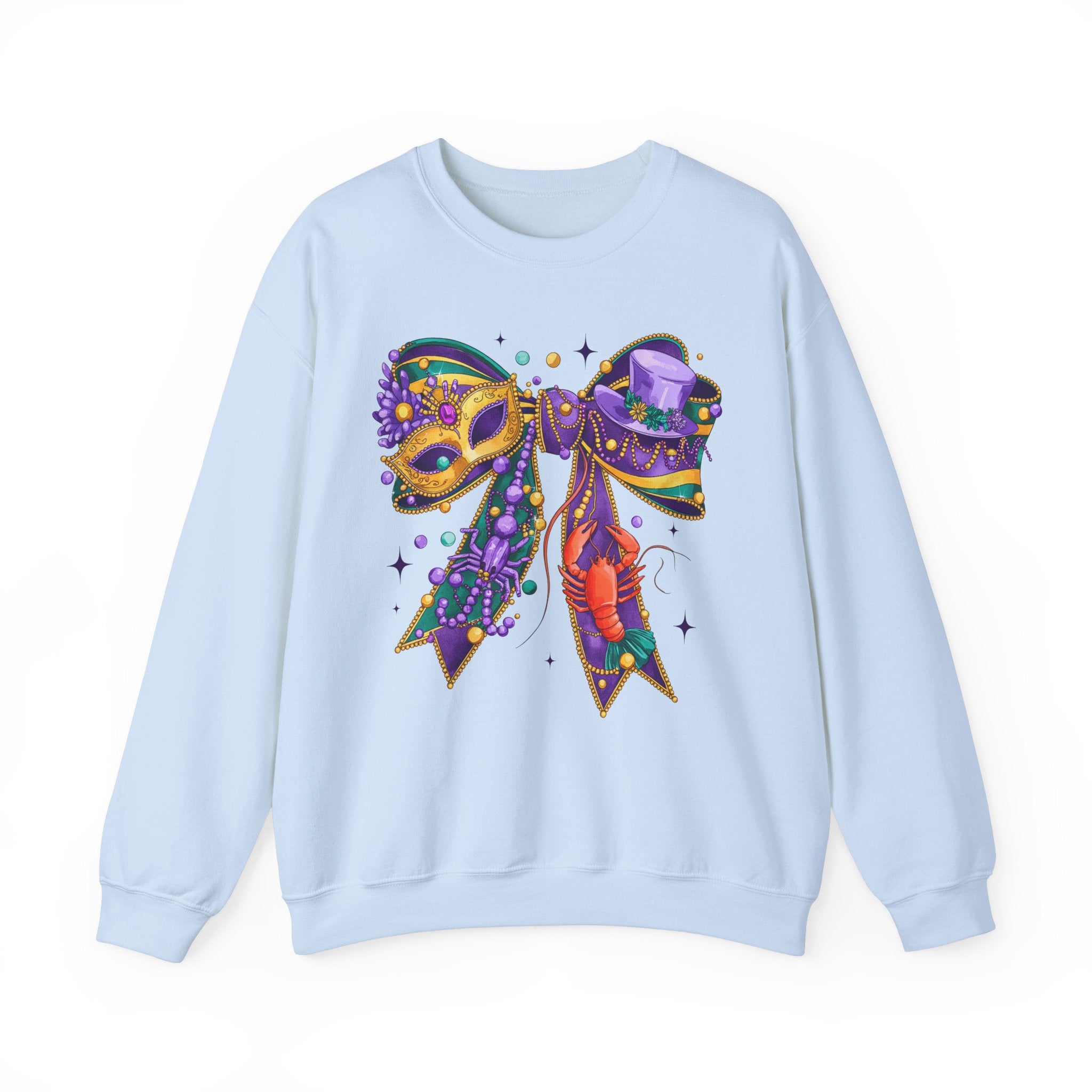 Mardi Gras Sweatshirt with Coquette Bow,