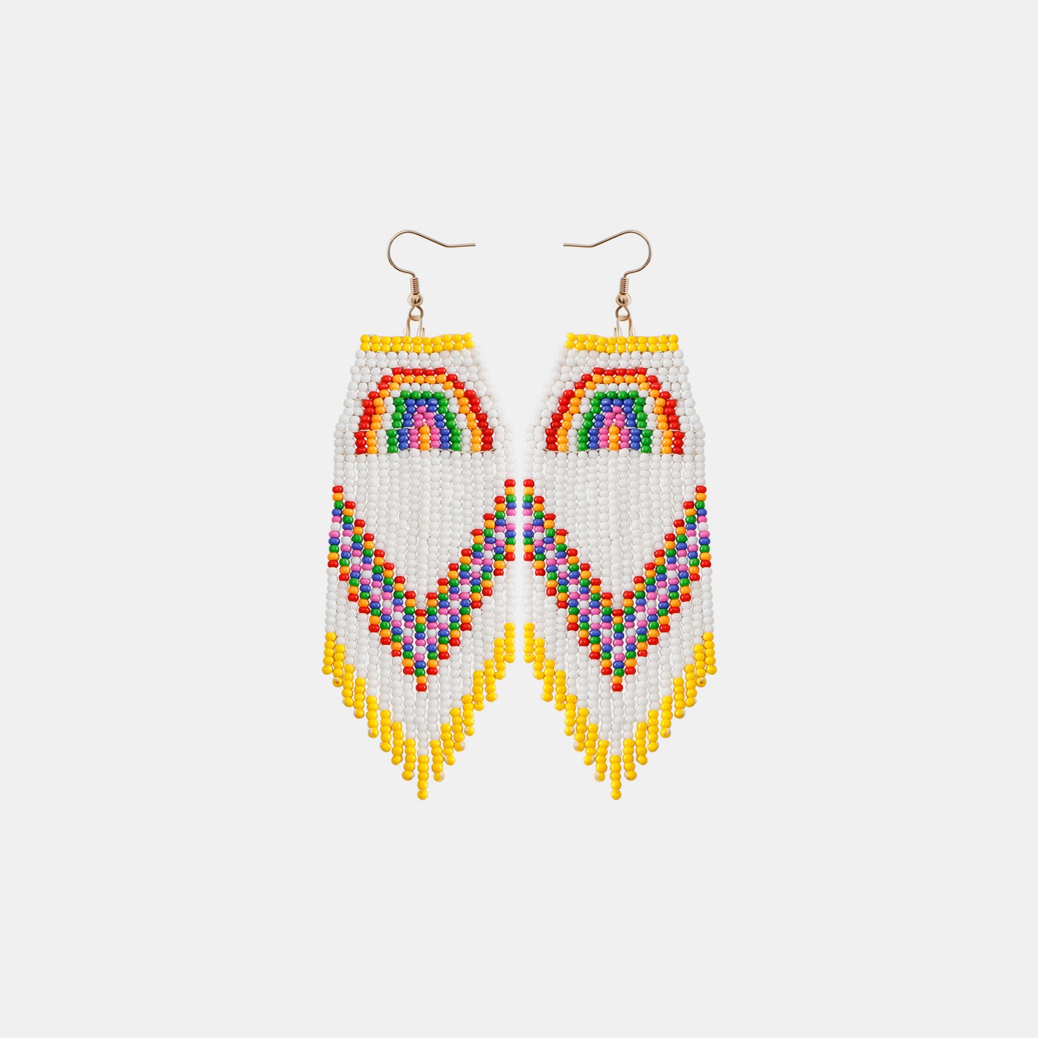 Rainbow Rice Bead Dangle Earrings