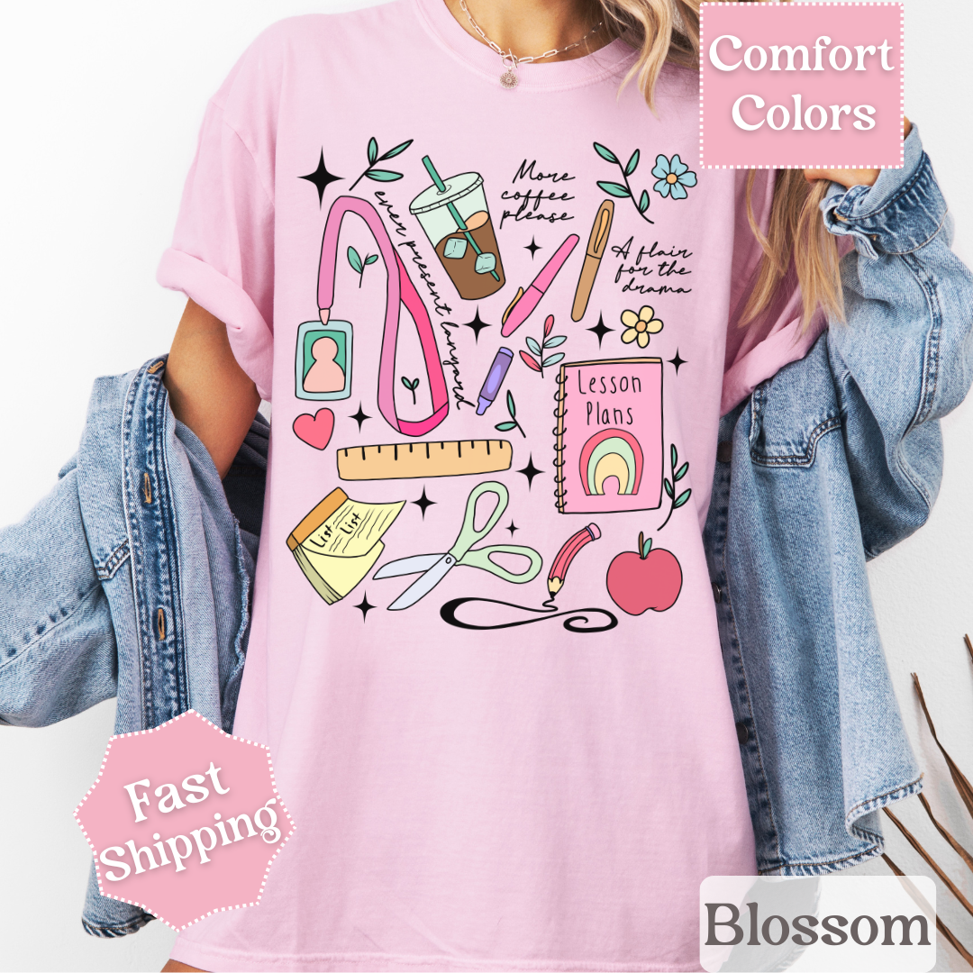 Teacher Theme T-Shirt with Collage