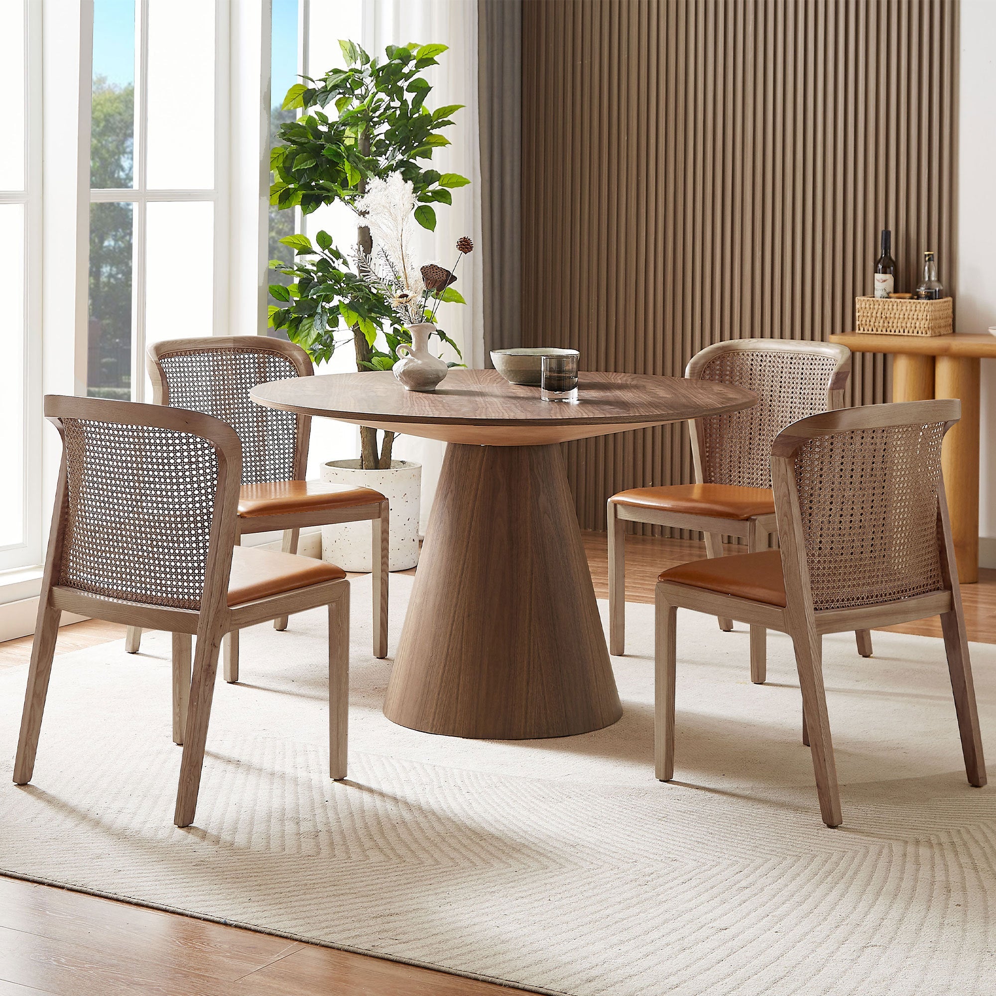 Round Modern Walnut Dining Table-6