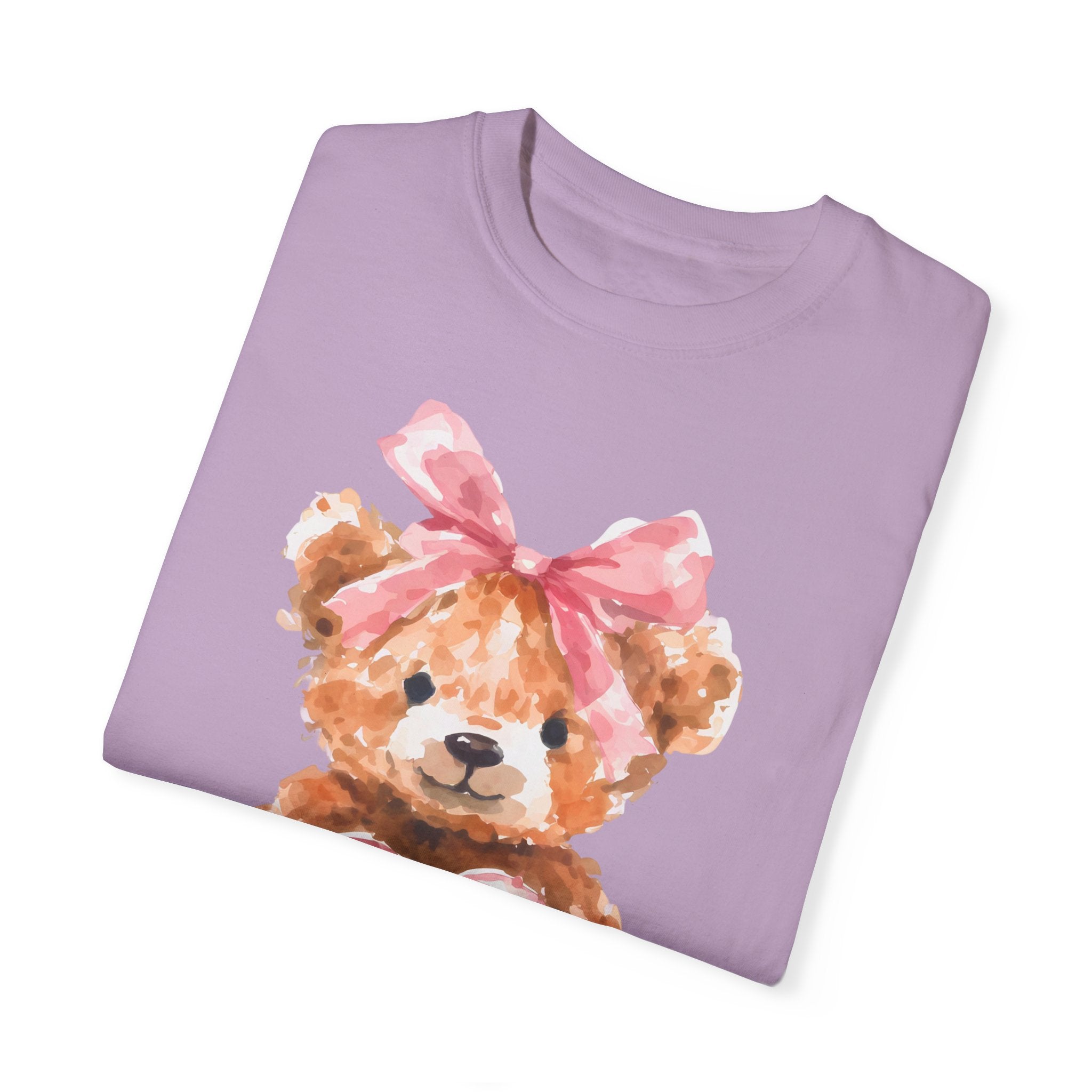 Adorable Teddy Bear T-Shirt with Coquette bow, Valentine&