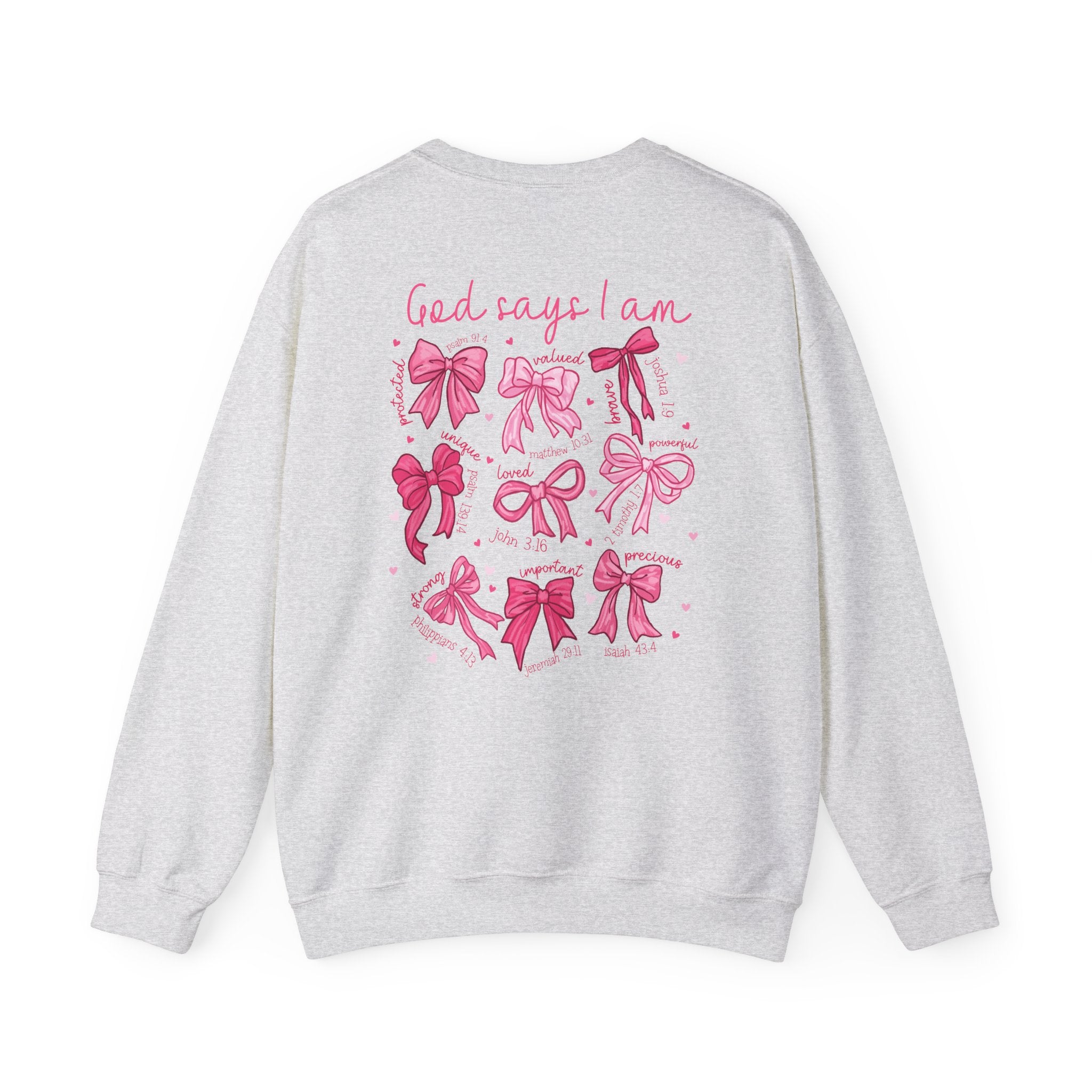 Pink Bow Sweatshirt with Scripture, Christian Sweatshirt with Coquette Bow