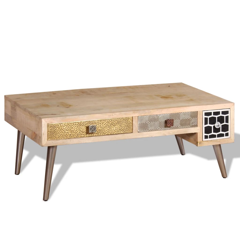 vidaXL Coffee Table with Drawers Solid Mango Wood 41.3"x21.7"x16"-2