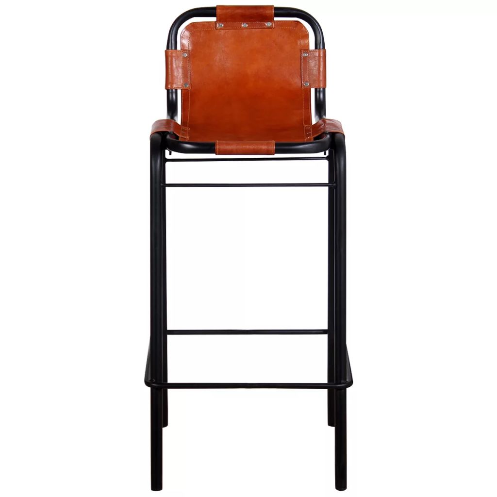 vidaXL Bar Stools 2 pcs Real Leather-2
