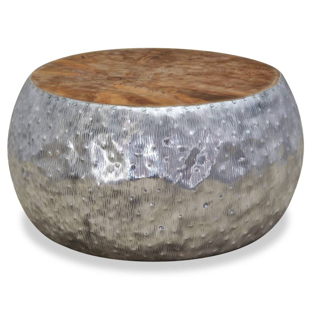 vidaXL Coffee Table Aluminum Teak 23.6"x23.6"x11.8"-0