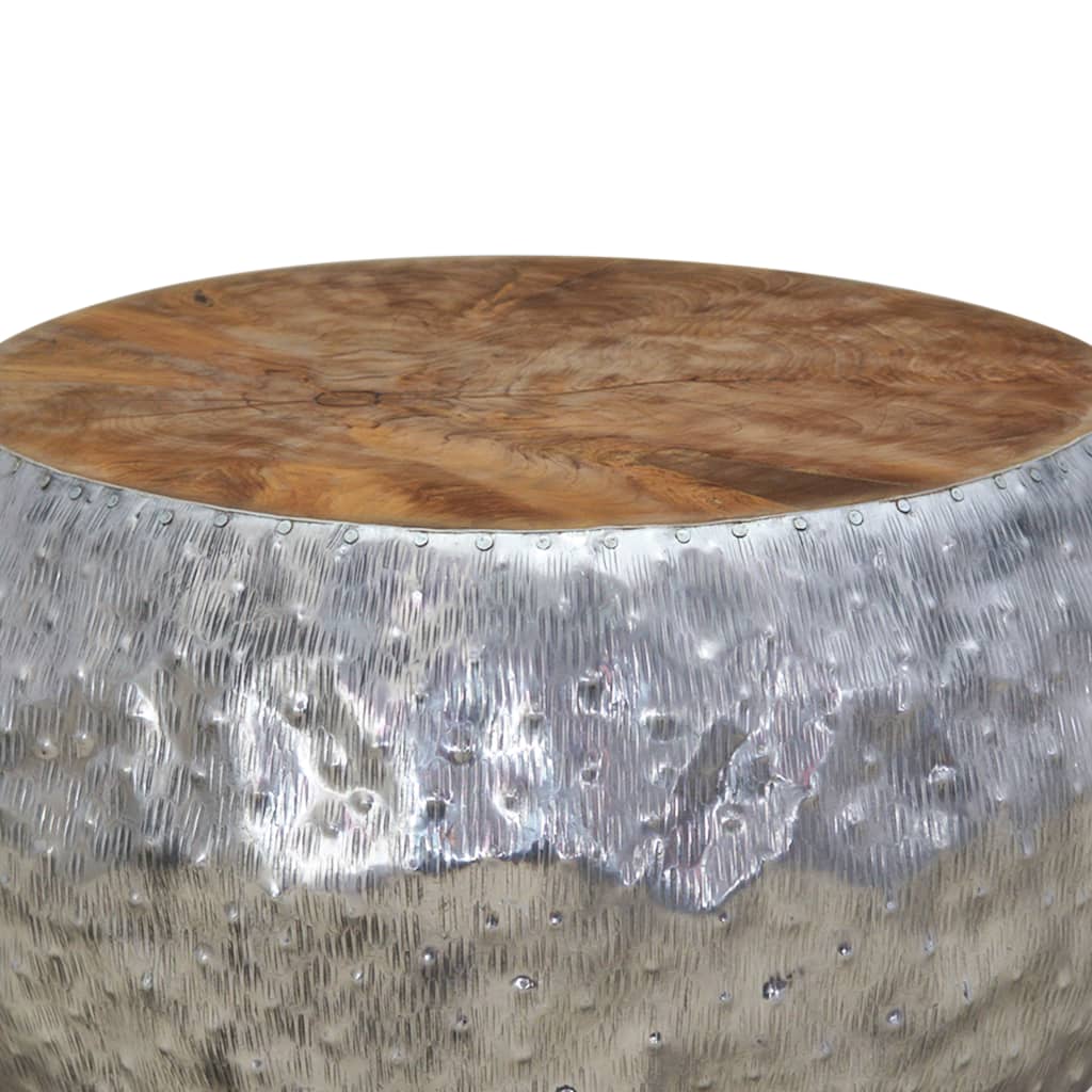 vidaXL Coffee Table Aluminum Teak 23.6"x23.6"x11.8"-3