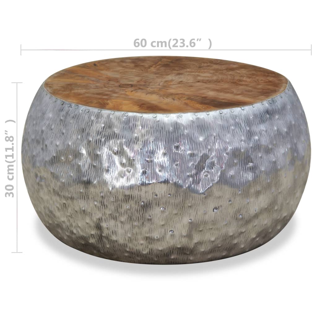vidaXL Coffee Table Aluminum Teak 23.6"x23.6"x11.8"-4