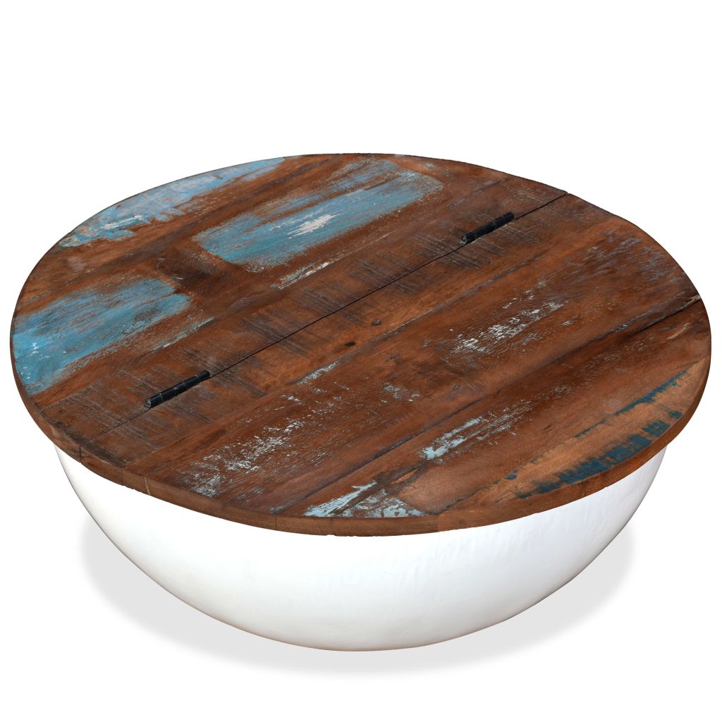 vidaXL Coffee Table Bowl-shaped End Table with Steel Base Solid Wood Reclaimed-4