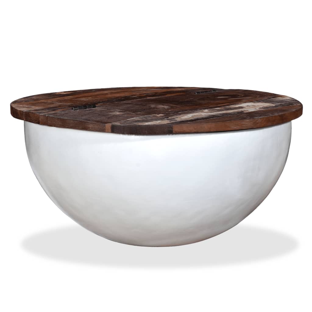 vidaXL Coffee Table Bowl-shaped End Table with Steel Base Solid Wood Reclaimed-0
