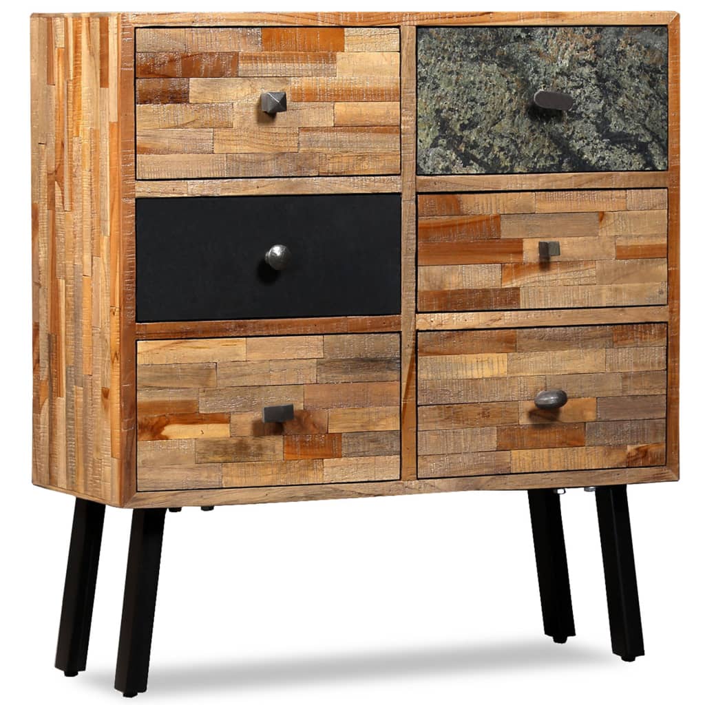 vidaXL Side Cabinet with 6 Drawers Solid Reclaimed Teak 27.6"x11.8"x29.9"-1