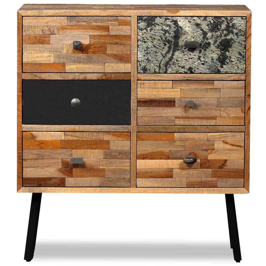 vidaXL Side Cabinet with 6 Drawers Solid Reclaimed Teak 27.6"x11.8"x29.9"-5