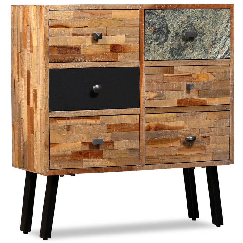 vidaXL Side Cabinet with 6 Drawers Solid Reclaimed Teak 27.6"x11.8"x29.9"-10