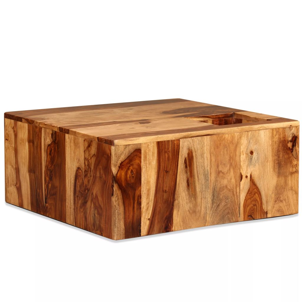 vidaXL Coffee Table Solid Sheesham Wood 27.6"x27.6"x11.8"-1