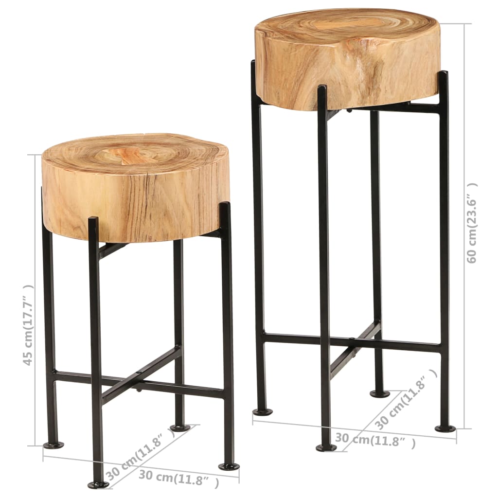 vidaXL Side Table Set 2 Pieces Solid Acacia Wood-1