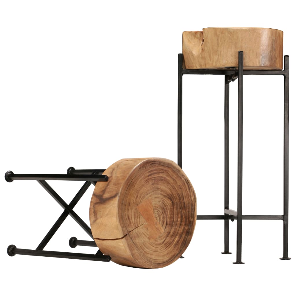 vidaXL Side Table Set 2 Pieces Solid Acacia Wood-2