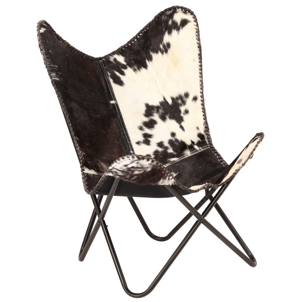 vidaXL Chair Accent Chair with Powder Coated Iron Frame Genuine Goat Leather-3
