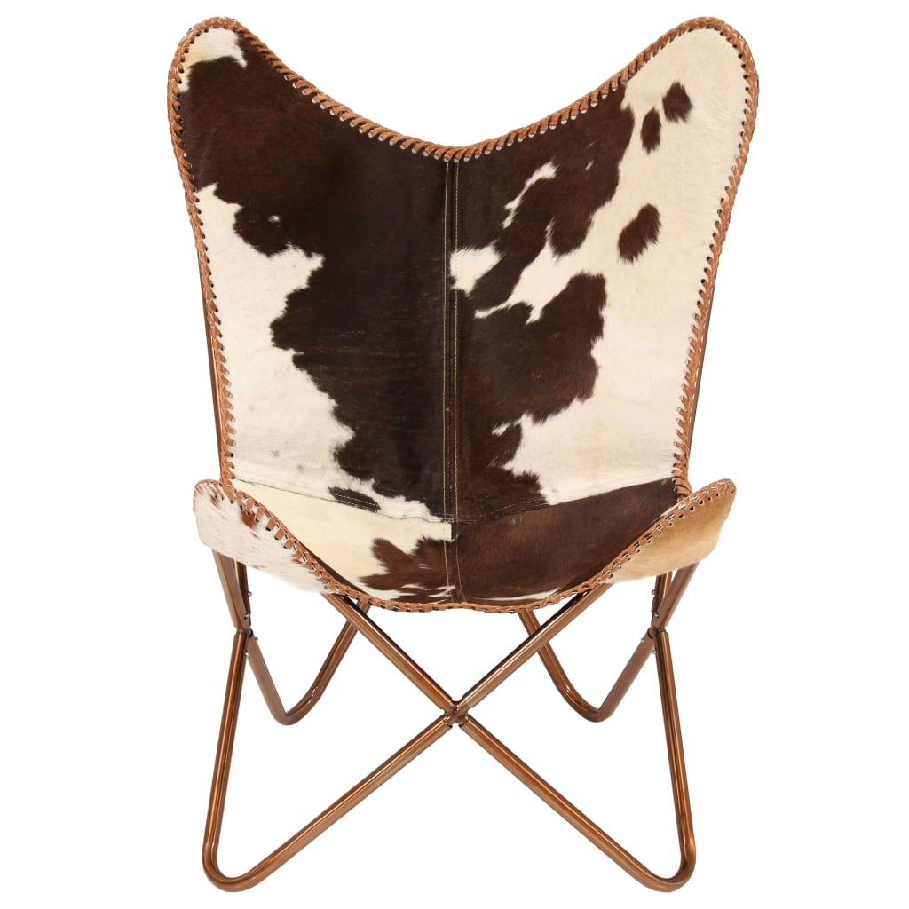 vidaXL Chair Accent Chair with Powder Coated Iron Frame Genuine Goat Leather-2