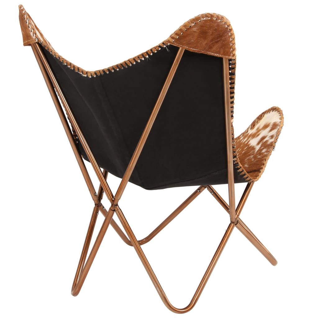 vidaXL Chair Accent Chair with Powder Coated Iron Frame Genuine Goat Leather-4