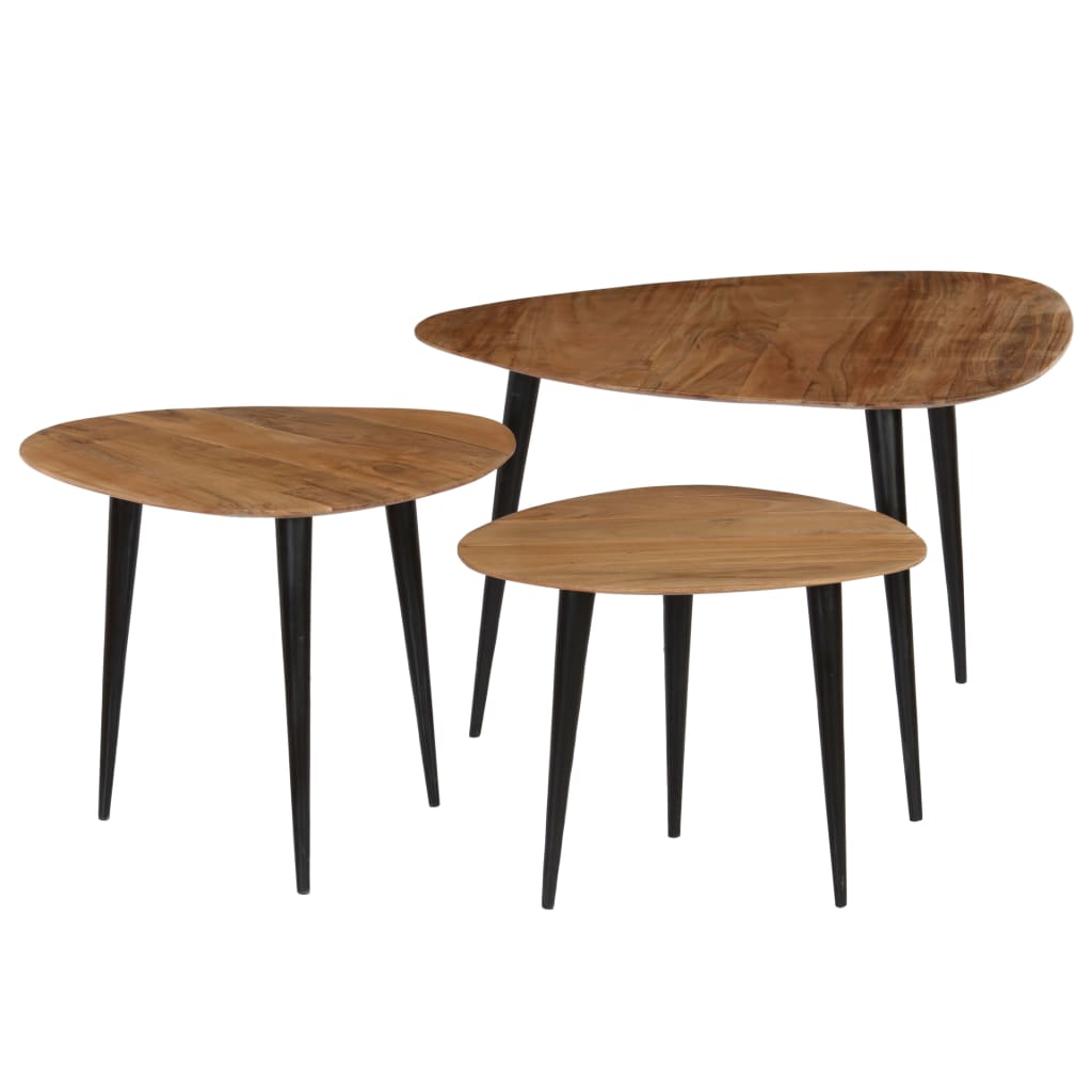 vidaXL Coffee Table Set 3 Pieces Solid Acacia Wood-1