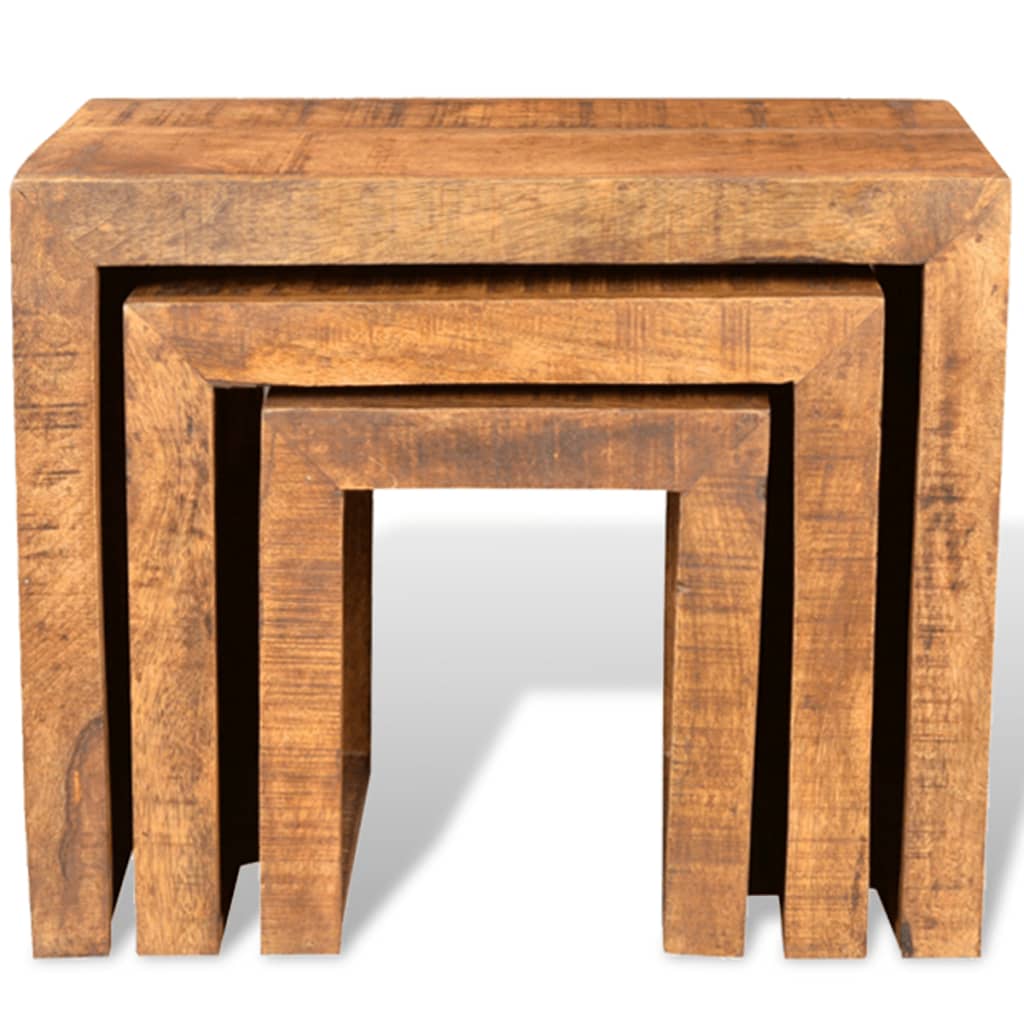 vidaXL Nesting Table Set 3 Pieces Solid Mango Wood-2