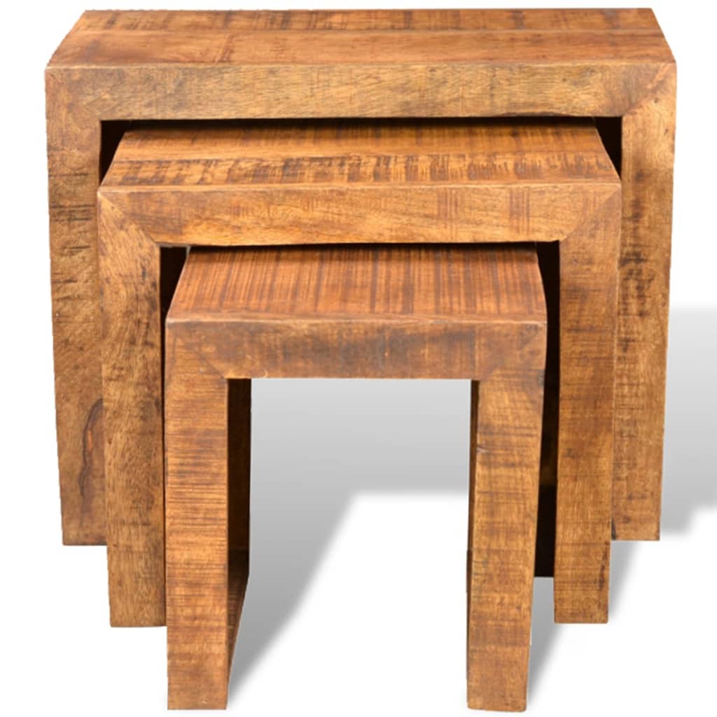 vidaXL Nesting Table Set 3 Pieces Solid Mango Wood-3