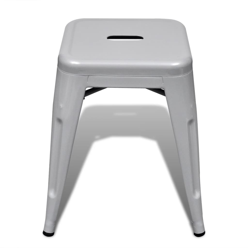 vidaXL Bar Stool Set of 2 Metal Stackable 18" Kitchen Counter White/Black/Red/Gray-40