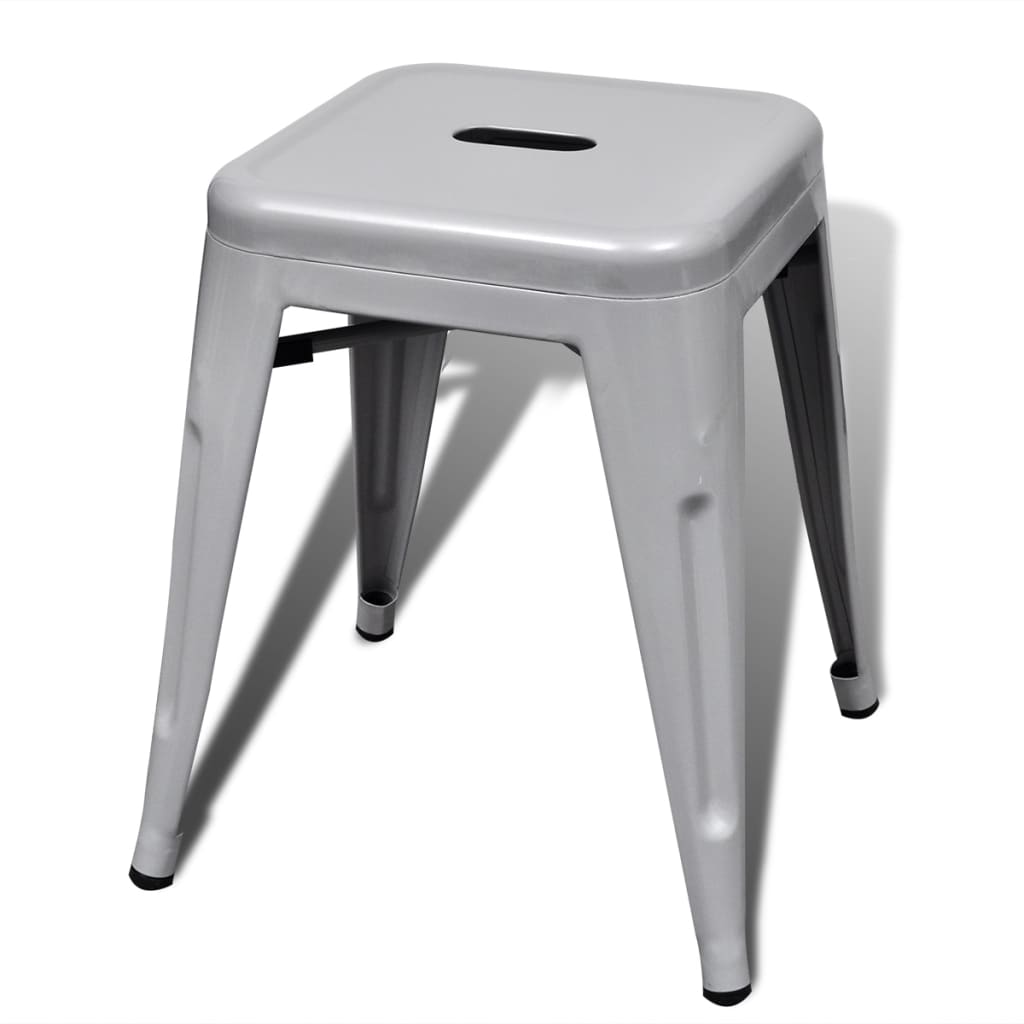 vidaXL Bar Stool Set of 2 Metal Stackable 18" Kitchen Counter White/Black/Red/Gray-44