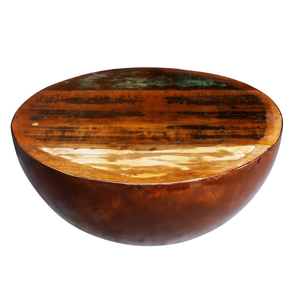 vidaXL Coffee Table Bowl-shaped End Table with Steel Base Solid Wood Reclaimed-0