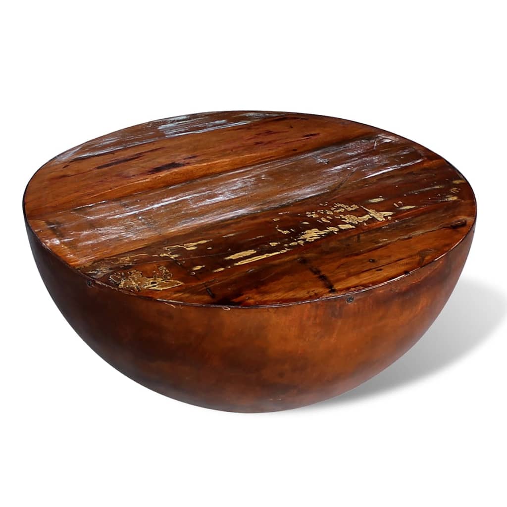 vidaXL Coffee Table Bowl-shaped End Table with Steel Base Solid Wood Reclaimed-4