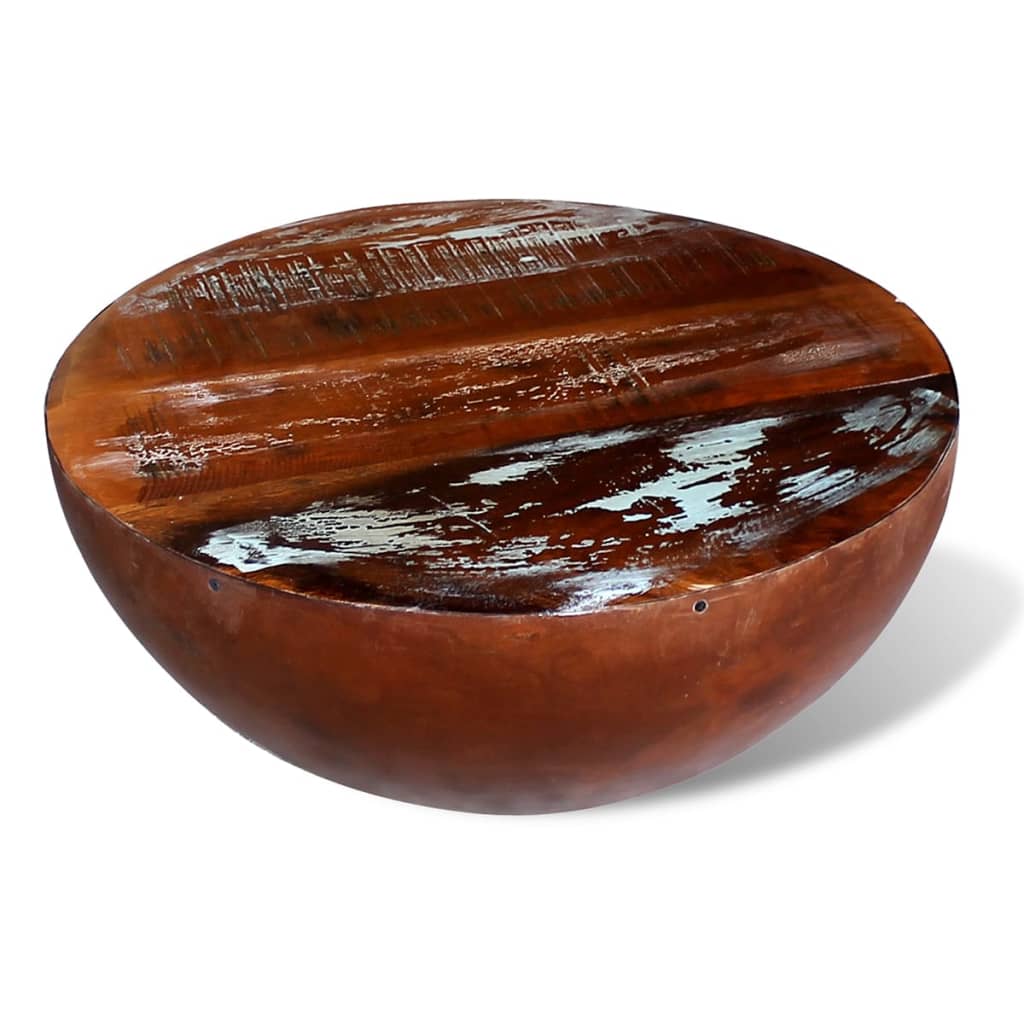vidaXL Coffee Table Bowl-shaped End Table with Steel Base Solid Wood Reclaimed-11