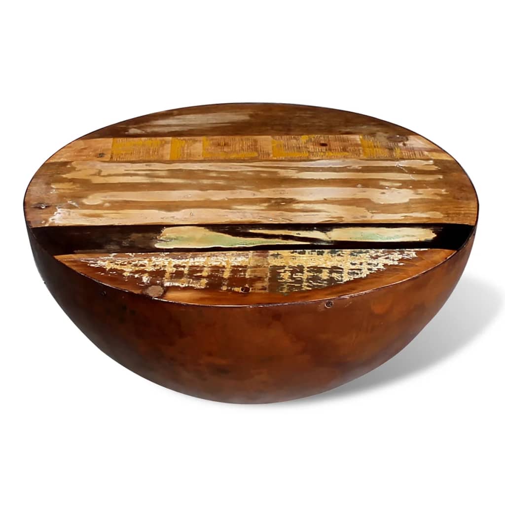 vidaXL Coffee Table Bowl-shaped End Table with Steel Base Solid Wood Reclaimed-12