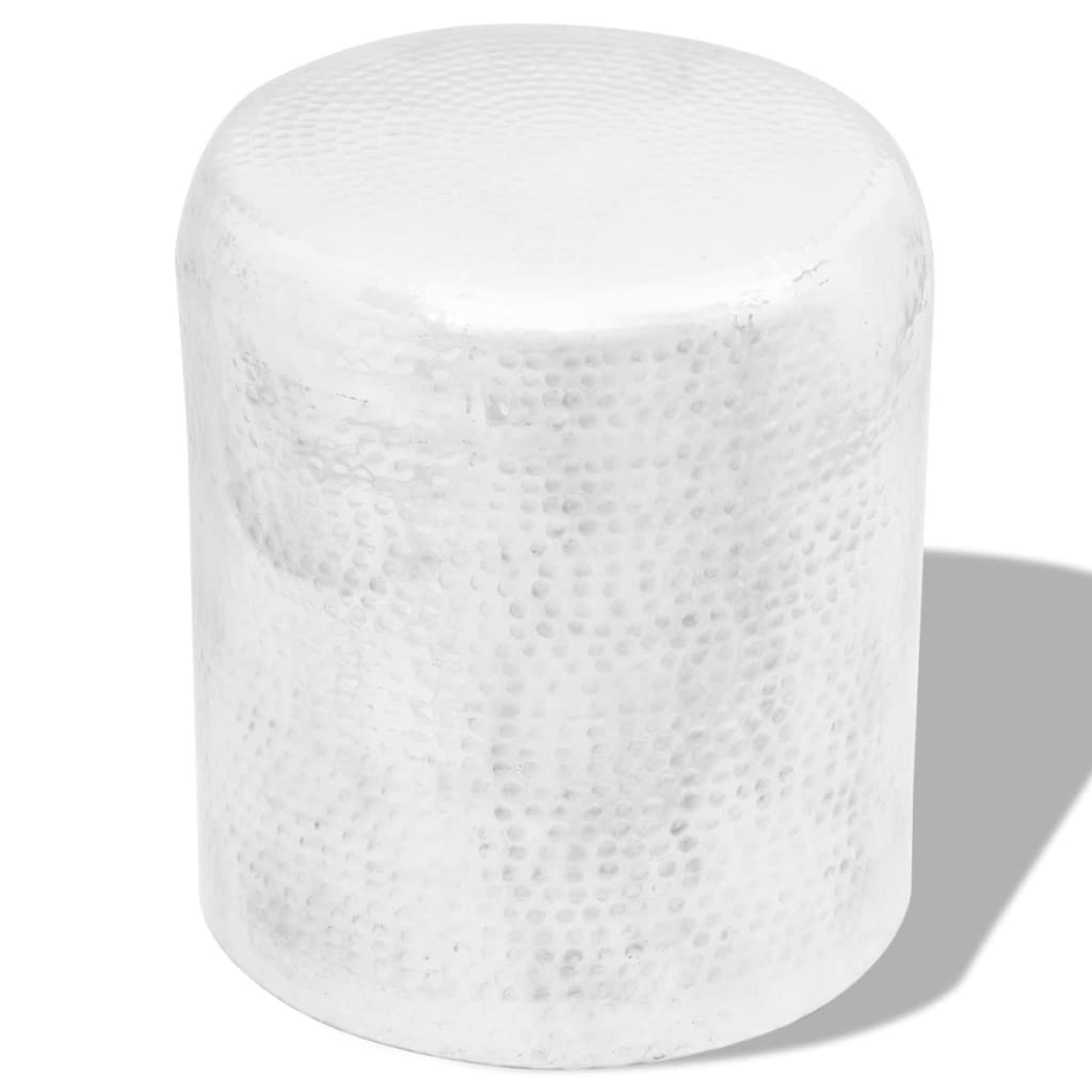 vidaXL Hammered Aluminum Stool Side End Living Room Silver/Brass 16.5"/18.5"-4