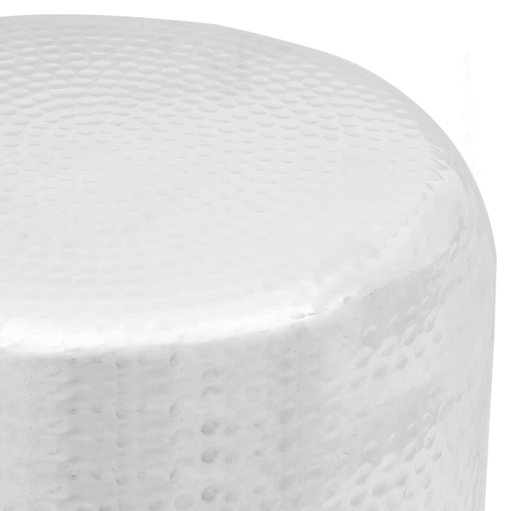 vidaXL Hammered Aluminum Stool Side End Living Room Silver/Brass 16.5"/18.5"-1
