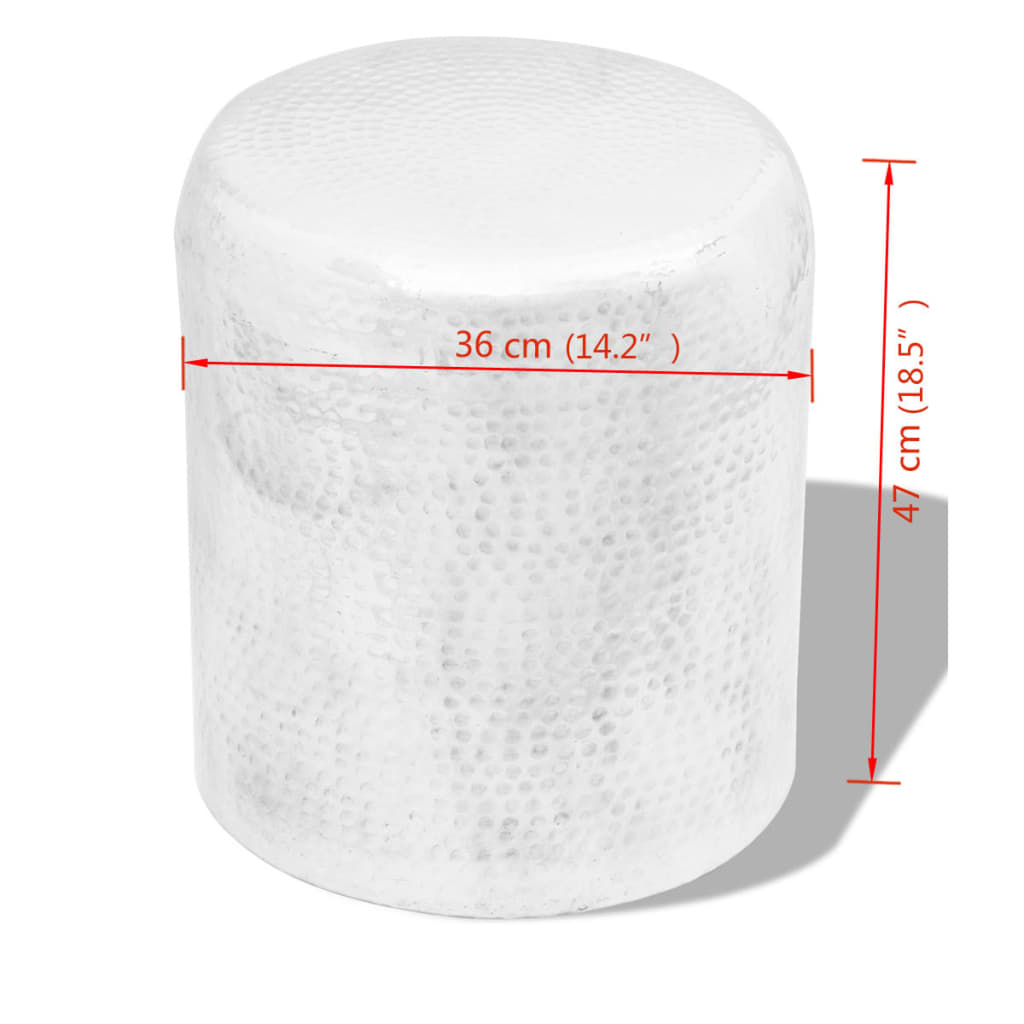 vidaXL Hammered Aluminum Stool Side End Living Room Silver/Brass 16.5"/18.5"-13