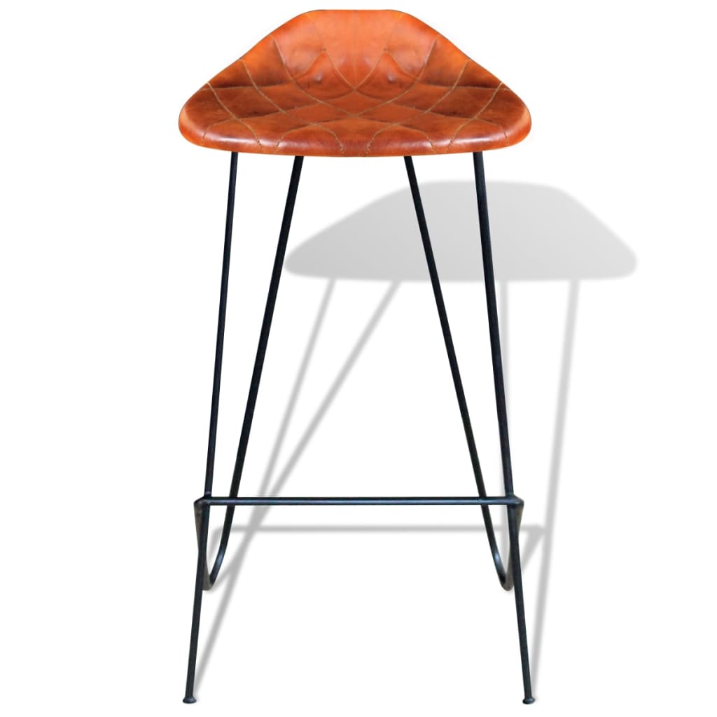 vidaXL Bar Stool Bar Seat Counter Height Island Stool for Pub Real Leather-2