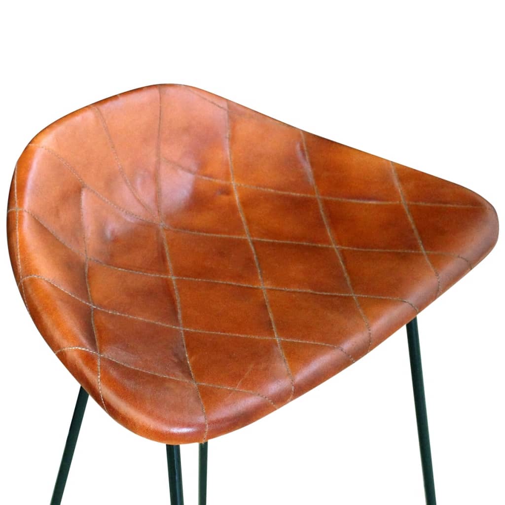 vidaXL Bar Stool Bar Seat Counter Height Island Stool for Pub Real Leather-3