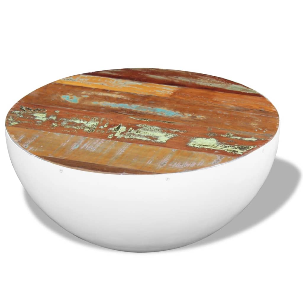 vidaXL Coffee Table Bowl-shaped End Table with Steel Base Solid Wood Reclaimed-6