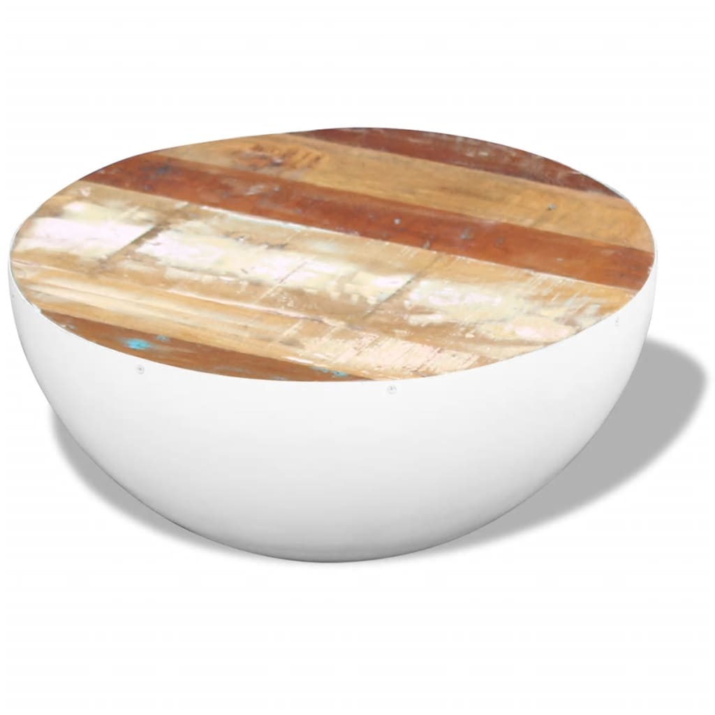 vidaXL Coffee Table Bowl-shaped End Table with Steel Base Solid Wood Reclaimed-8