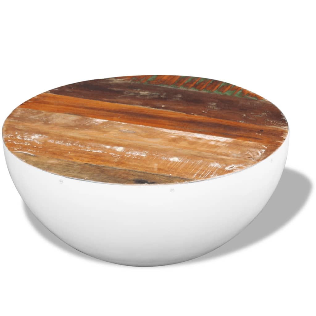 vidaXL Coffee Table Bowl-shaped End Table with Steel Base Solid Wood Reclaimed-10